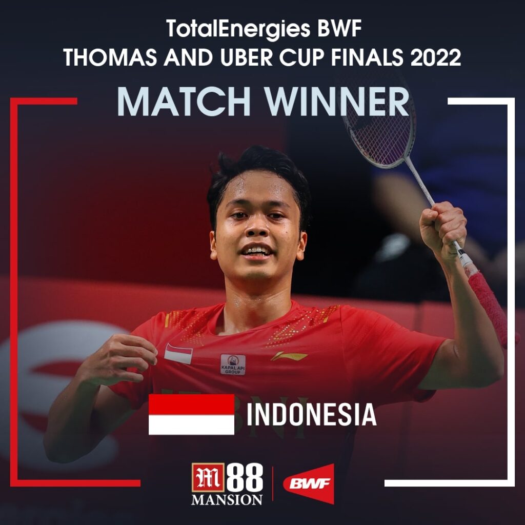 Thomas and Uber Cup 2022: Anthony Sinisuka Ginting